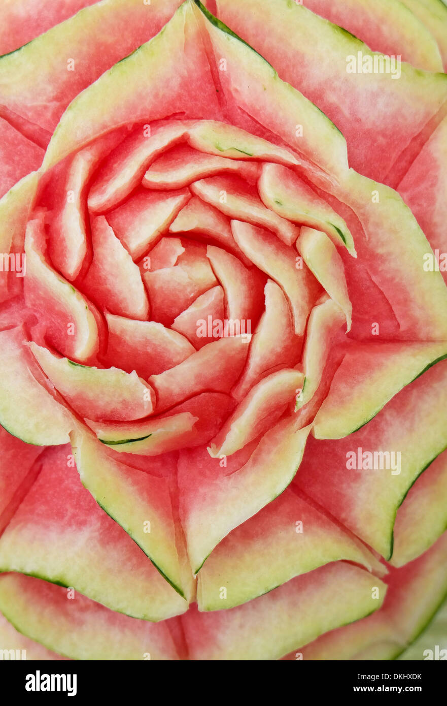 Melon carved into a flower shape Stock Photo