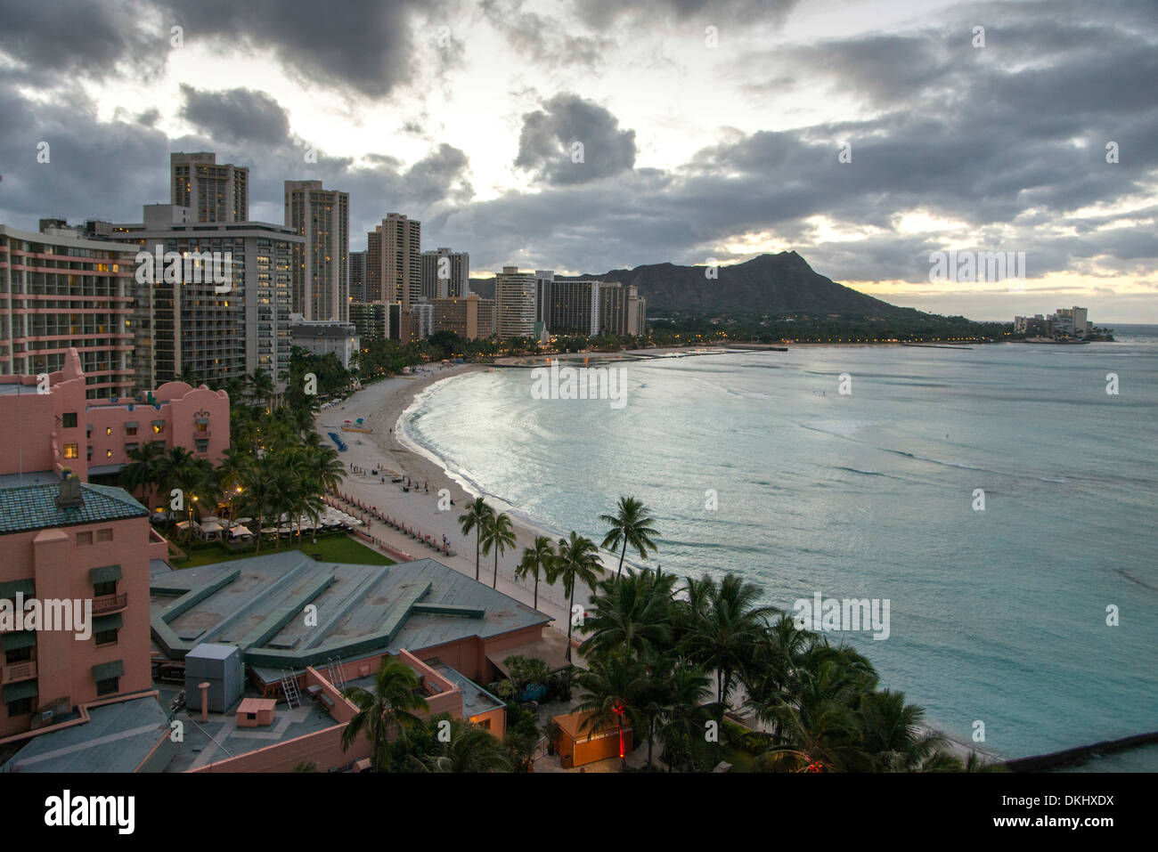 Buildings at the beachfront, Waikiki, Honolulu, Oahu, Hawaii, USA Stock