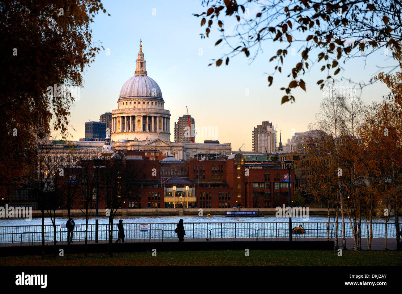 London, England, UK. St Paul's Cathedral and the River Thames seen from Tate Modern on the South Bank - winter Stock Photo