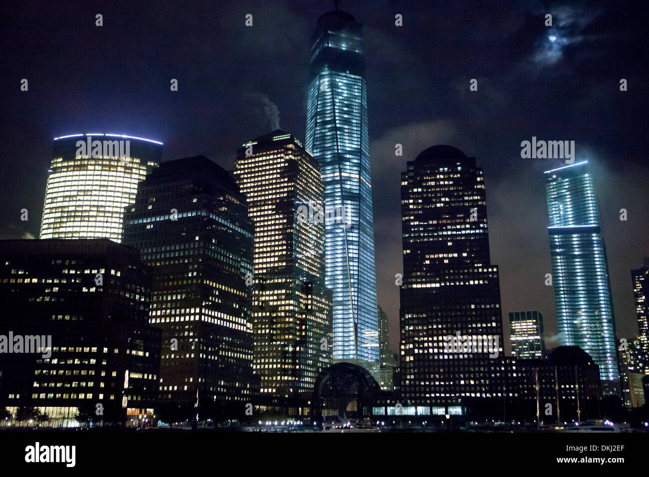 A Night Time View Of The Manhattan Skyline As Seen From New York City S Harbor On 16 October 13 The 104 Story One World Trade Center Center Is The Primary Building Of The New