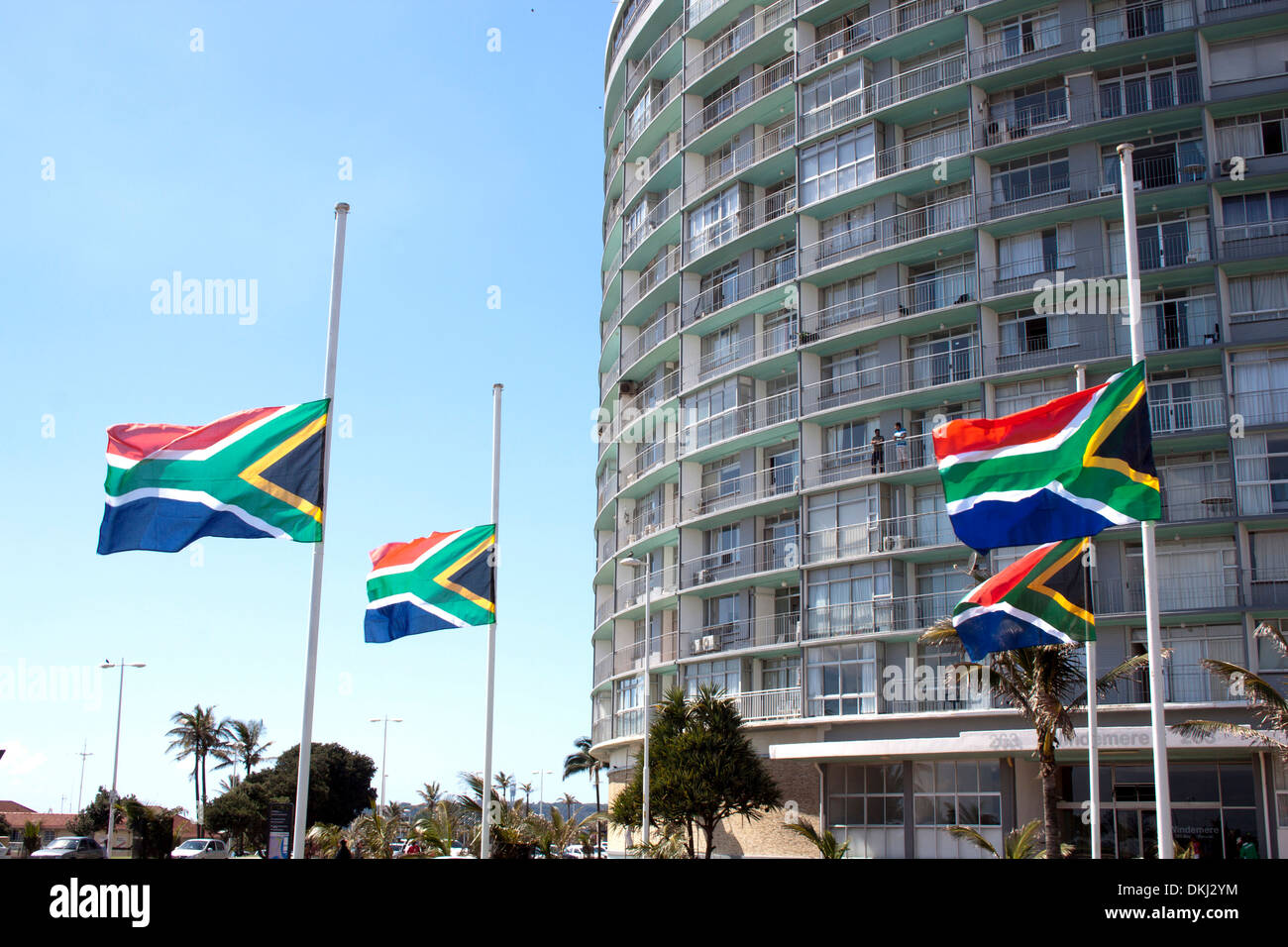 Flags flying at half mast in honor of Nelson Mandela in Durban South Africa Stock Photo Alamy