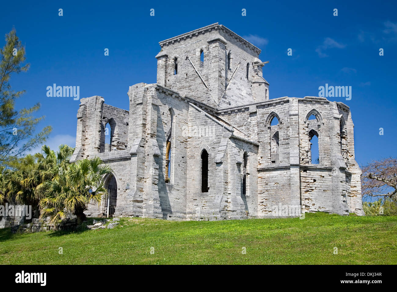 The Gothic style Unfinished Church in St. George's , Bermuda. Stock Photo