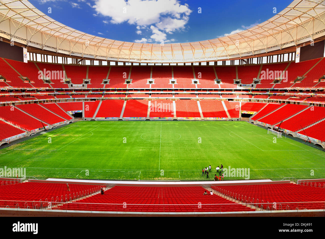 Brazil, Brasilia, Stadion Mané Garrincha, football, soccer, Fifa Worldcup 2014, Brazil 2014, 71000 seats, football fans, stadion, architecture, sports, Worldcup stadion, inside view, seats, travel, tourism, porperty released, blue sky, Stock Photo