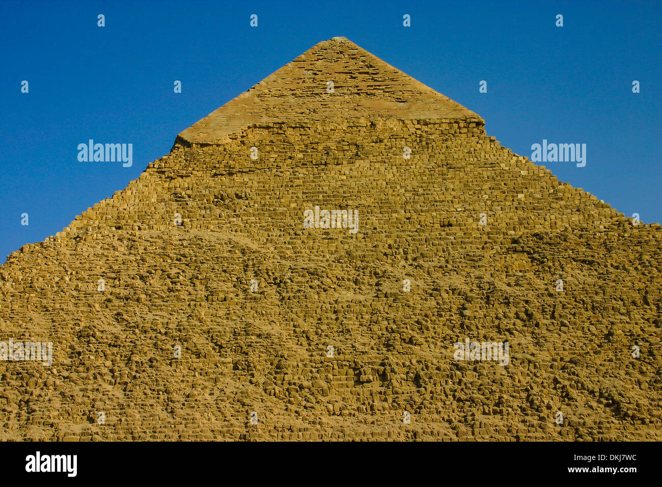 Top of The Pyramid of Khafre, Great Pyramids of Giza near Cairo, Egypt. Stock Photo