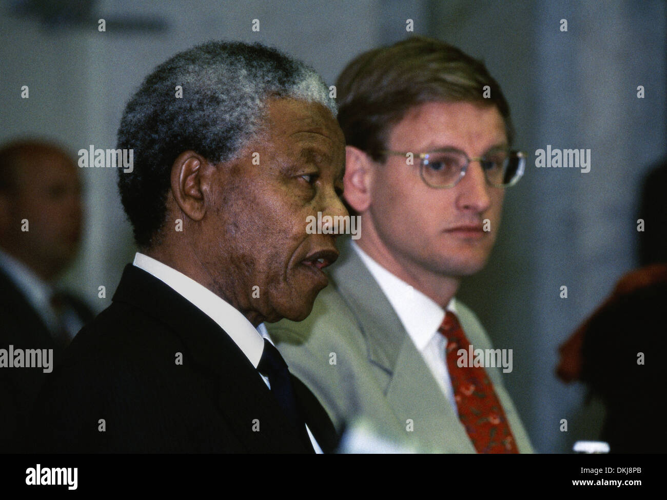 Nelson Mandela and Carl Bildt Stock Photo