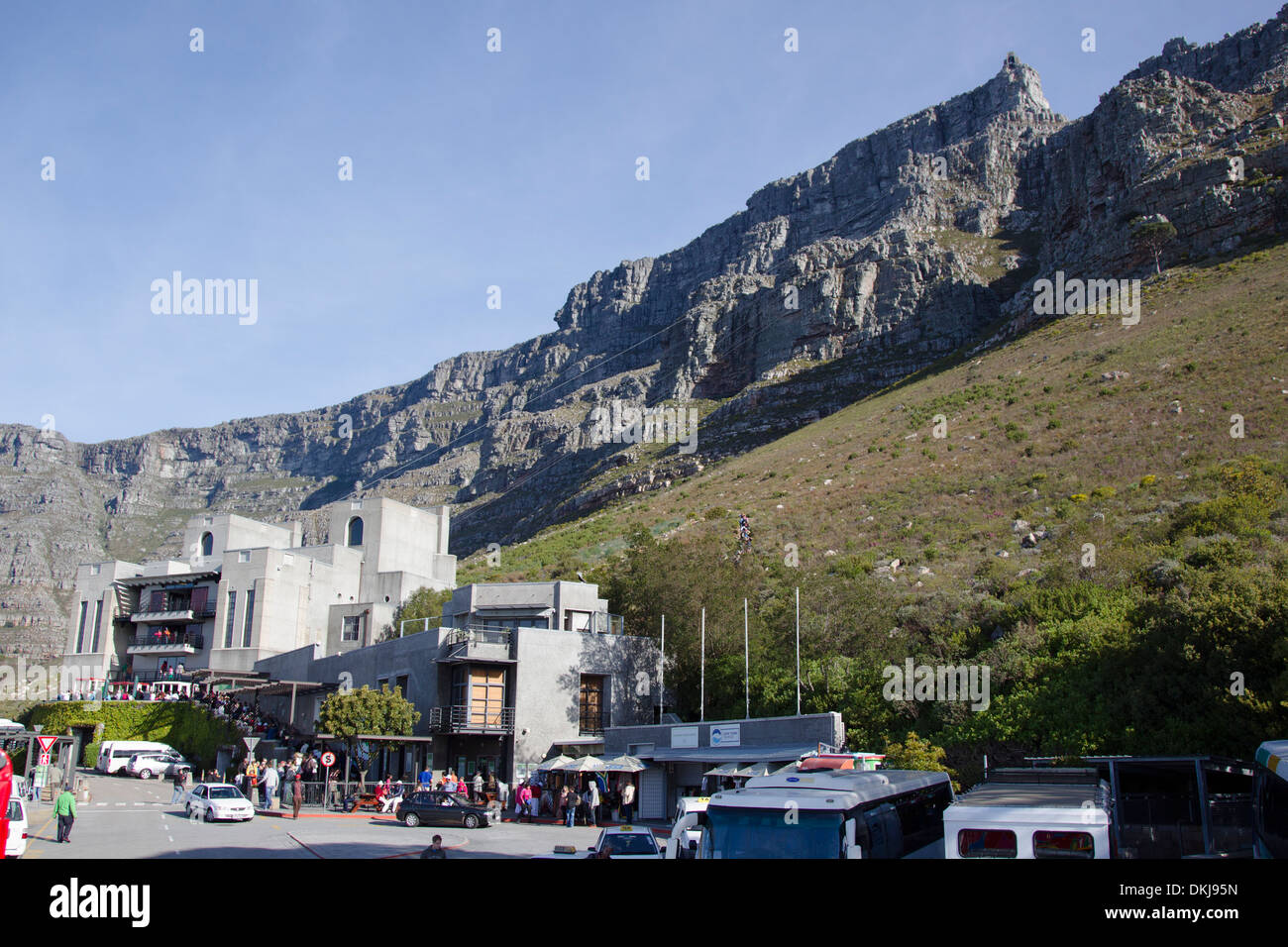 View of lower cable car station at Table Mountain with top station