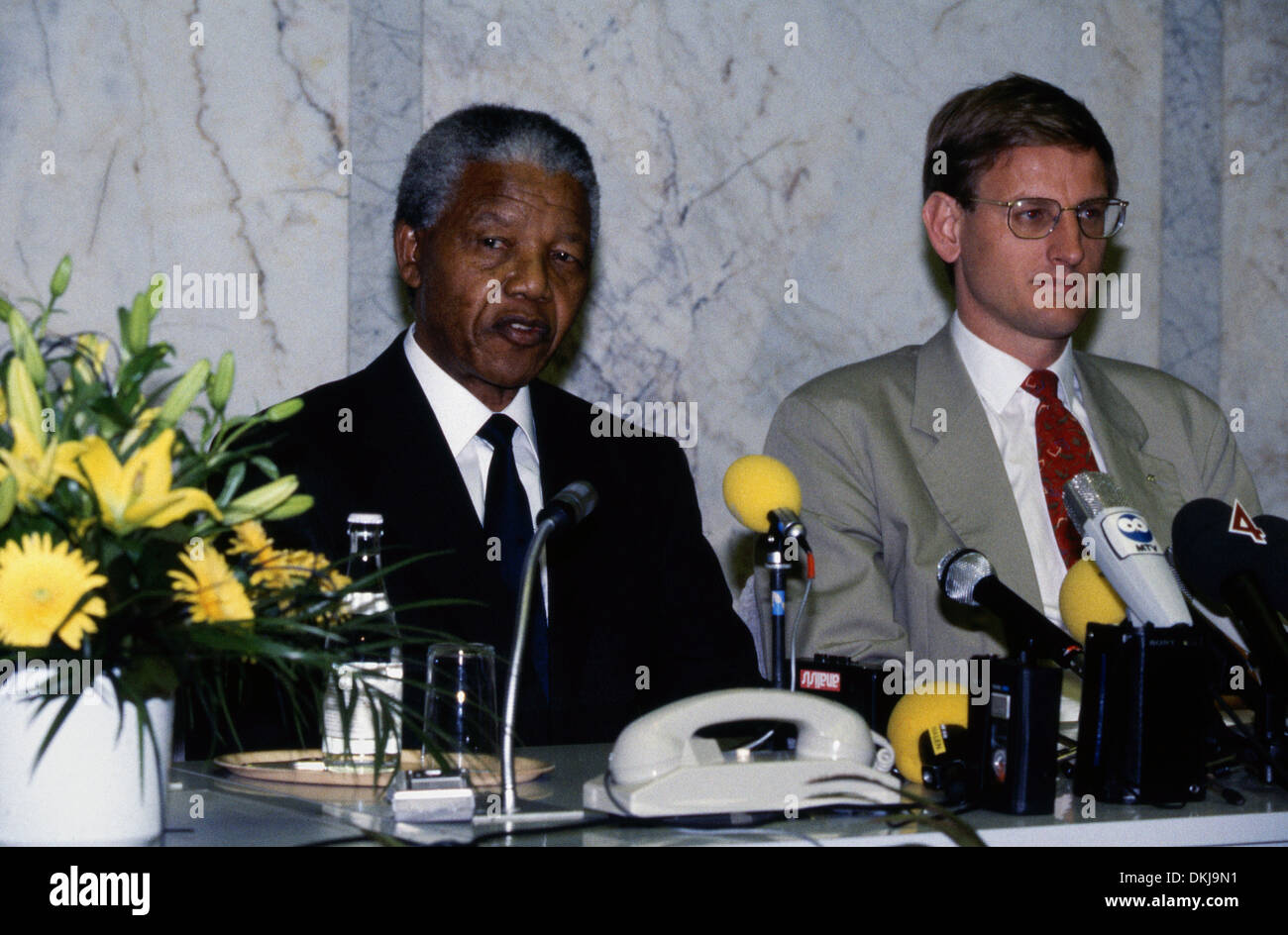 Nelson Mandela visiting Stockholm 1993 Stock Photo