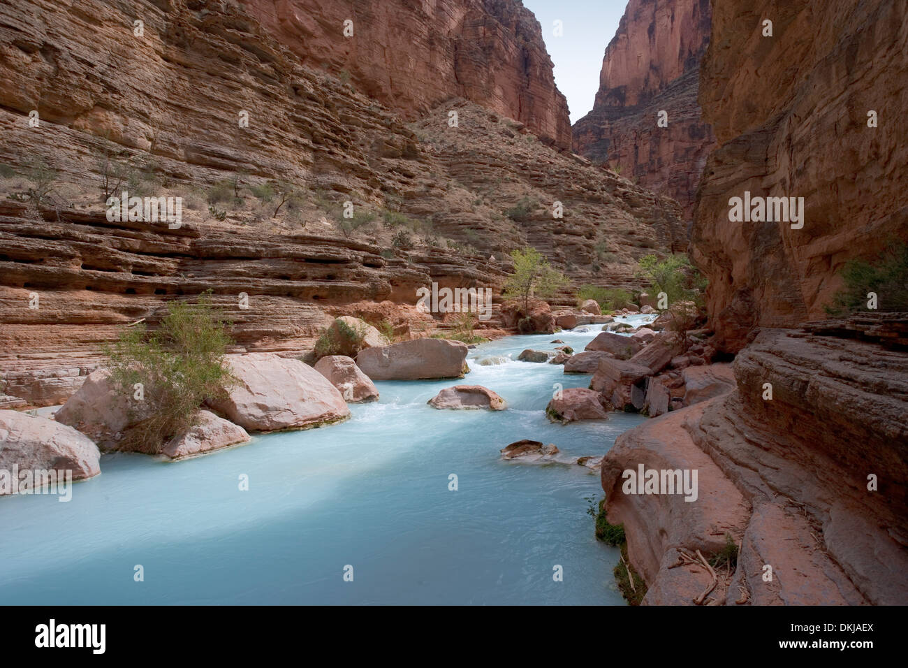 The slot canyon at the mouth of the Havasu River where it meets the Grand Canyon Stock Photo