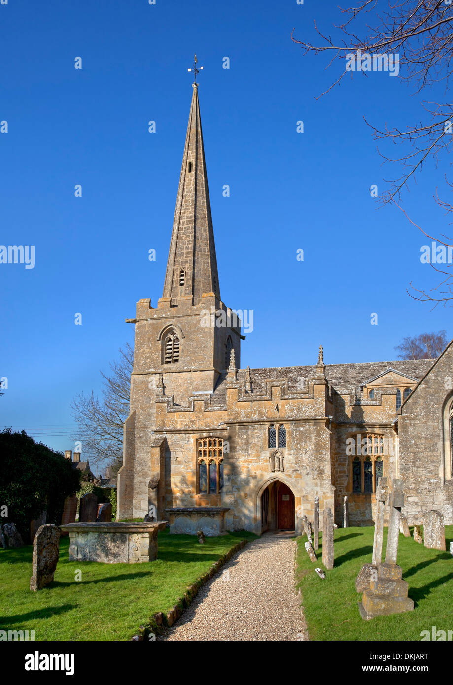 The Cotswold church at Stanton, Gloucestershire, England. Stock Photo