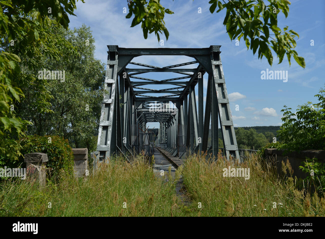 Eisenbahnbruecke bei Bienenwerder, Brandenburg, Deutschland / Eisenbahnbrücke Stock Photo
