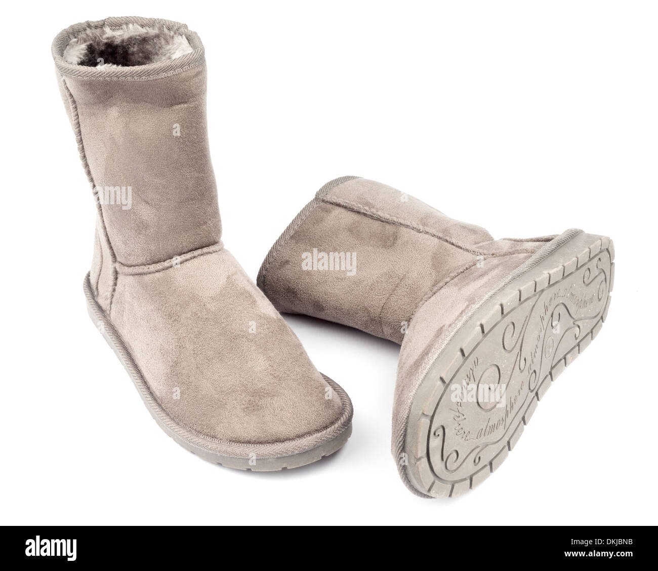 Grey ugg type winter boots Stock Photo 