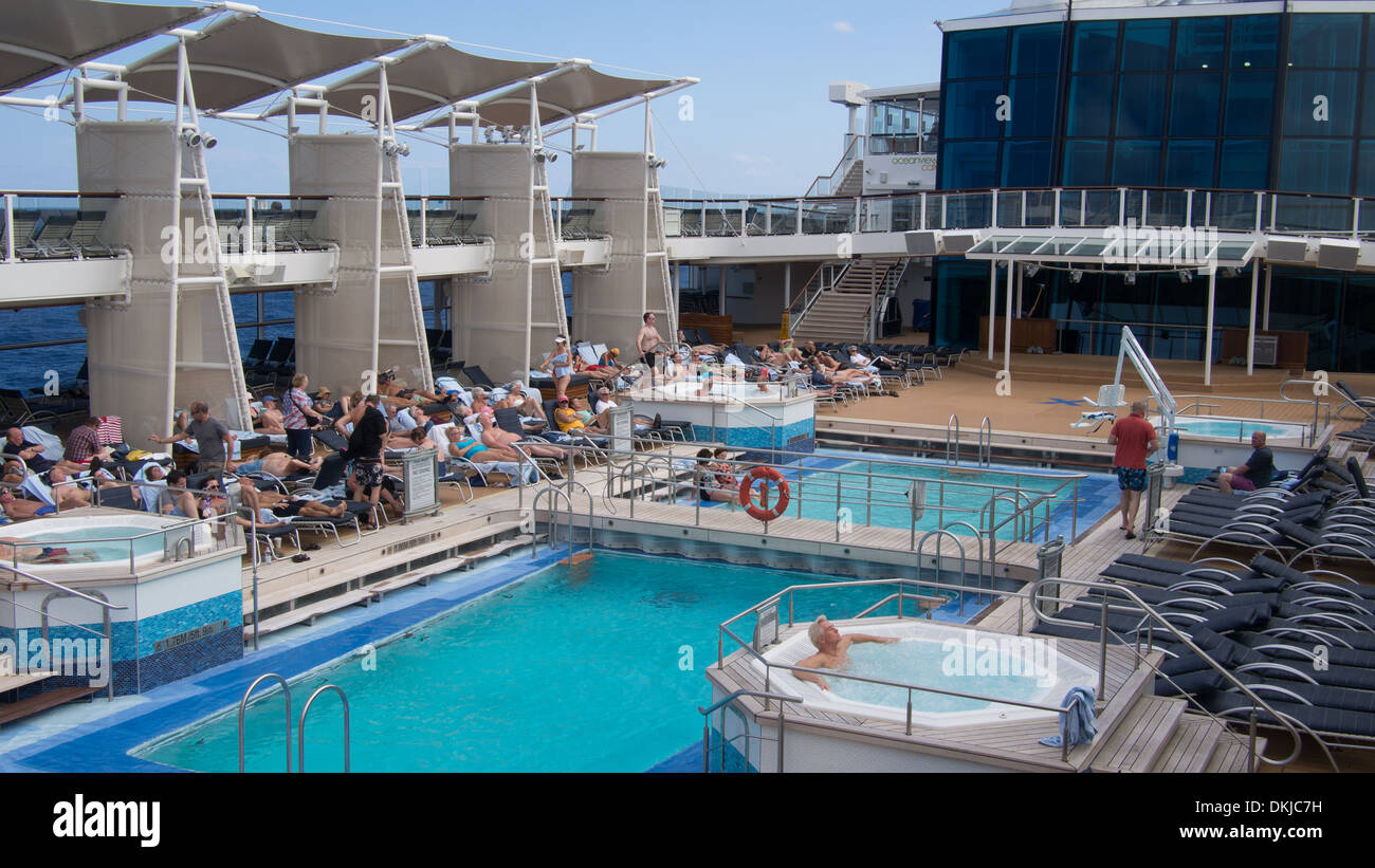 Swimming pool of the Celebrity Silhouette cruise ship Stock Photo