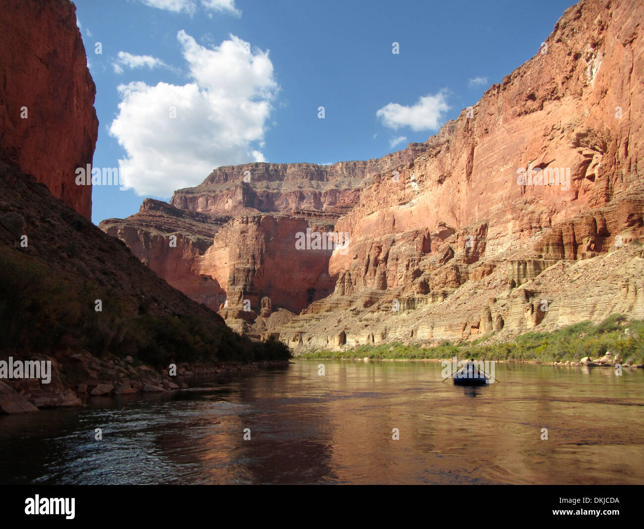 A few rafters in the Redwall area of the Grand Canyon. Stock Photo