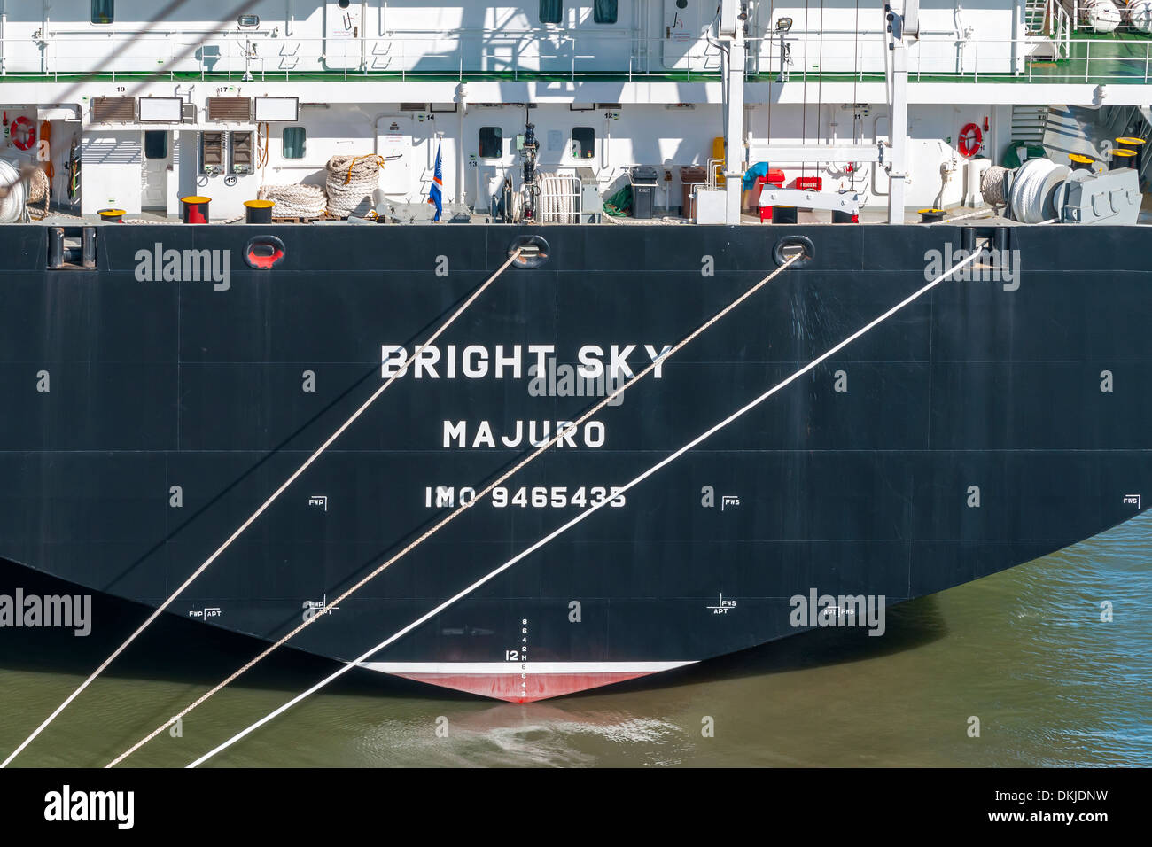 Ship Bow - Bright Sky Majuro IMO 9465435 Stock Photo