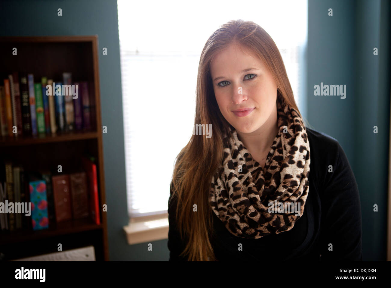 Portrait of a young woman preparing to study. Stock Photo