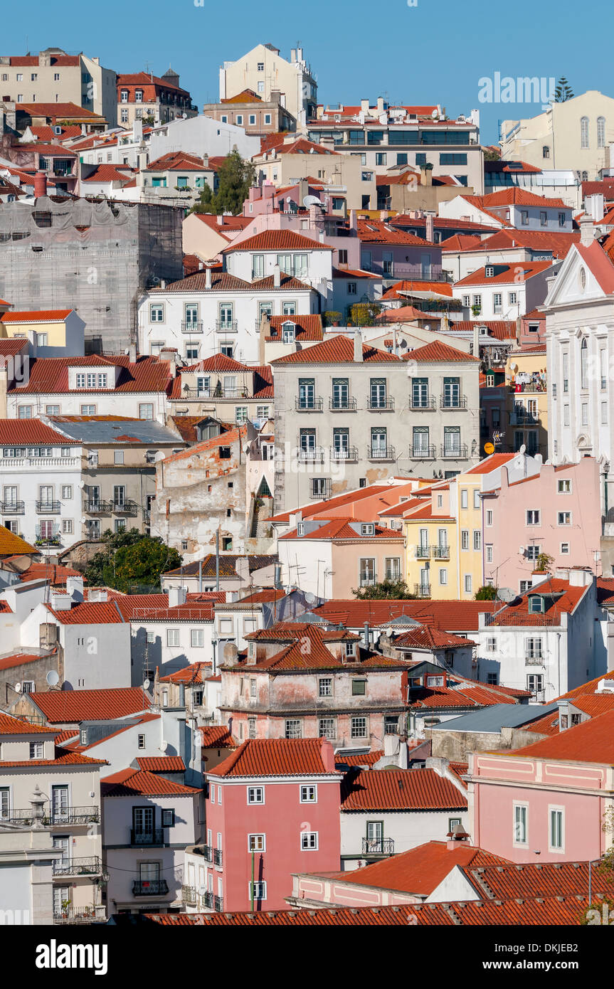 The sights of, overlooking, around, in the city town of  Lisbon, Portugal, Europe. Typical House Houses Stock Photo