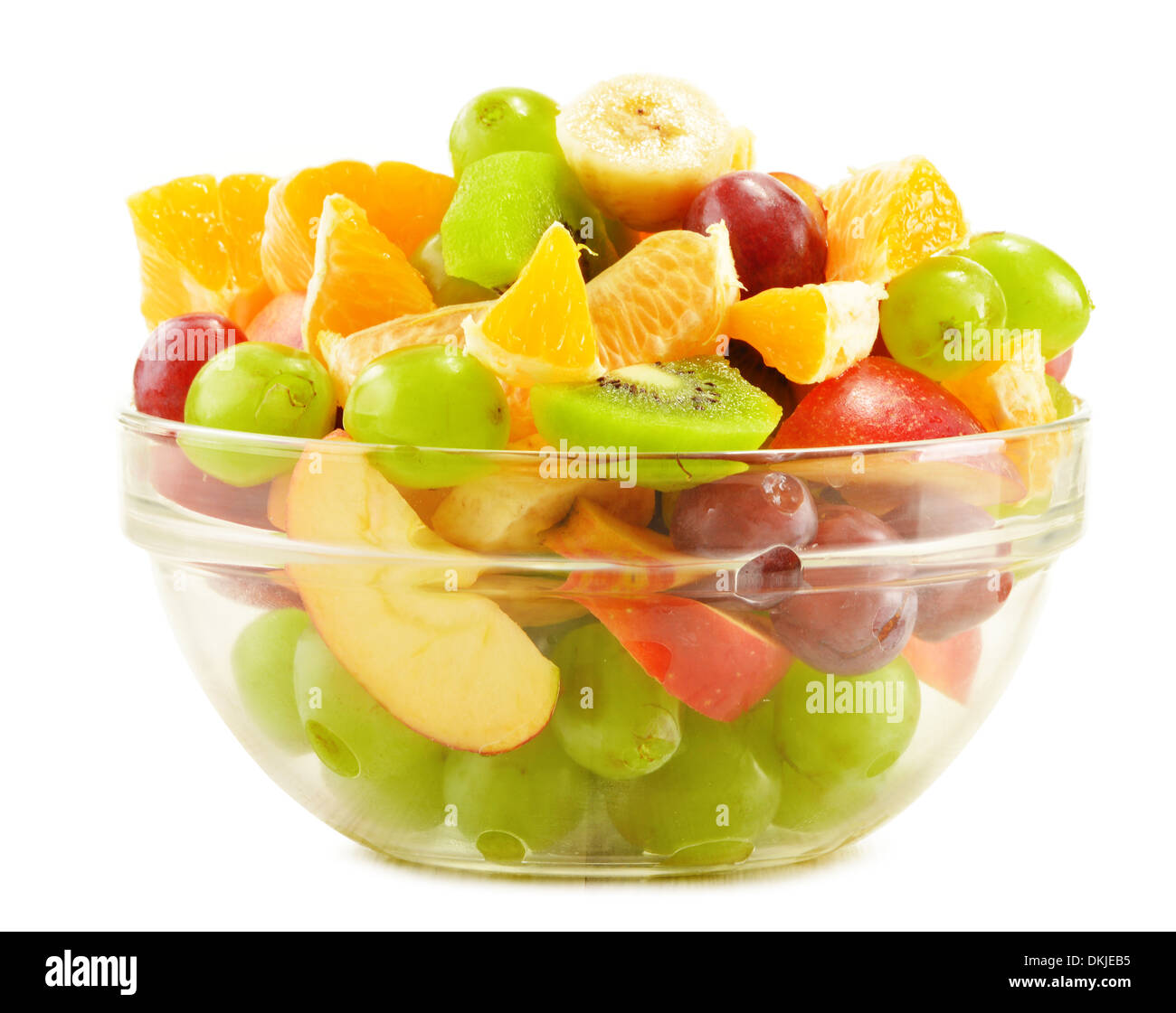 Fruit salad bowl isolated on white Stock Photo Alamy