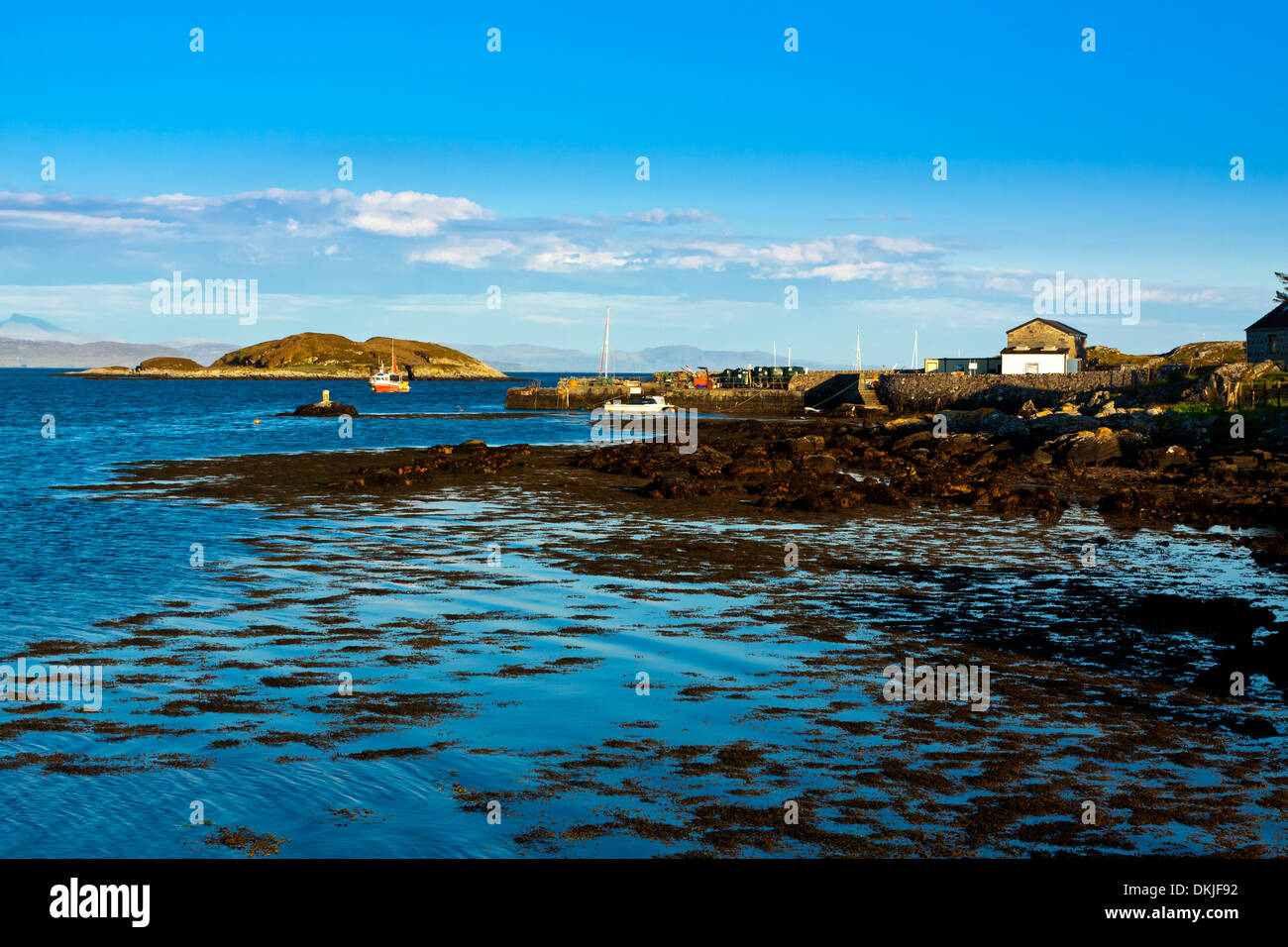 The harbour at Arinagour on the Isle of Coll Inner Hebrides Argyll and Bute Scotland UK Stock Photo