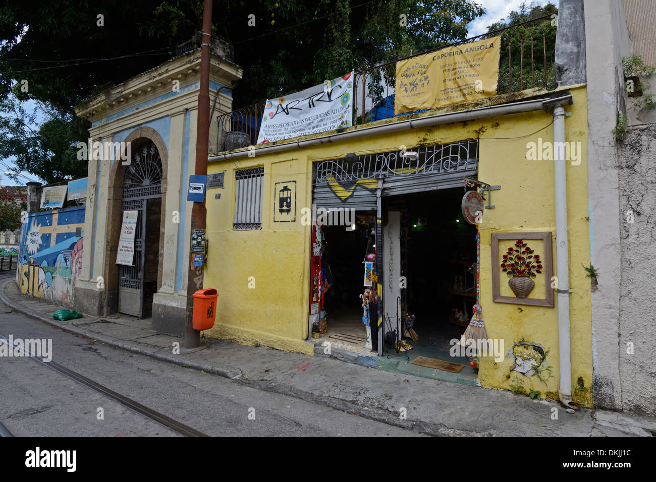 A small gift shop in the old neighbourhood of Santa Teresa, famous for its narrow winding streets and popular with both tourists and artists in Rio Stock Photo