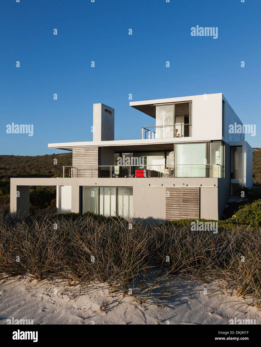 Modern house on beach Stock Photo