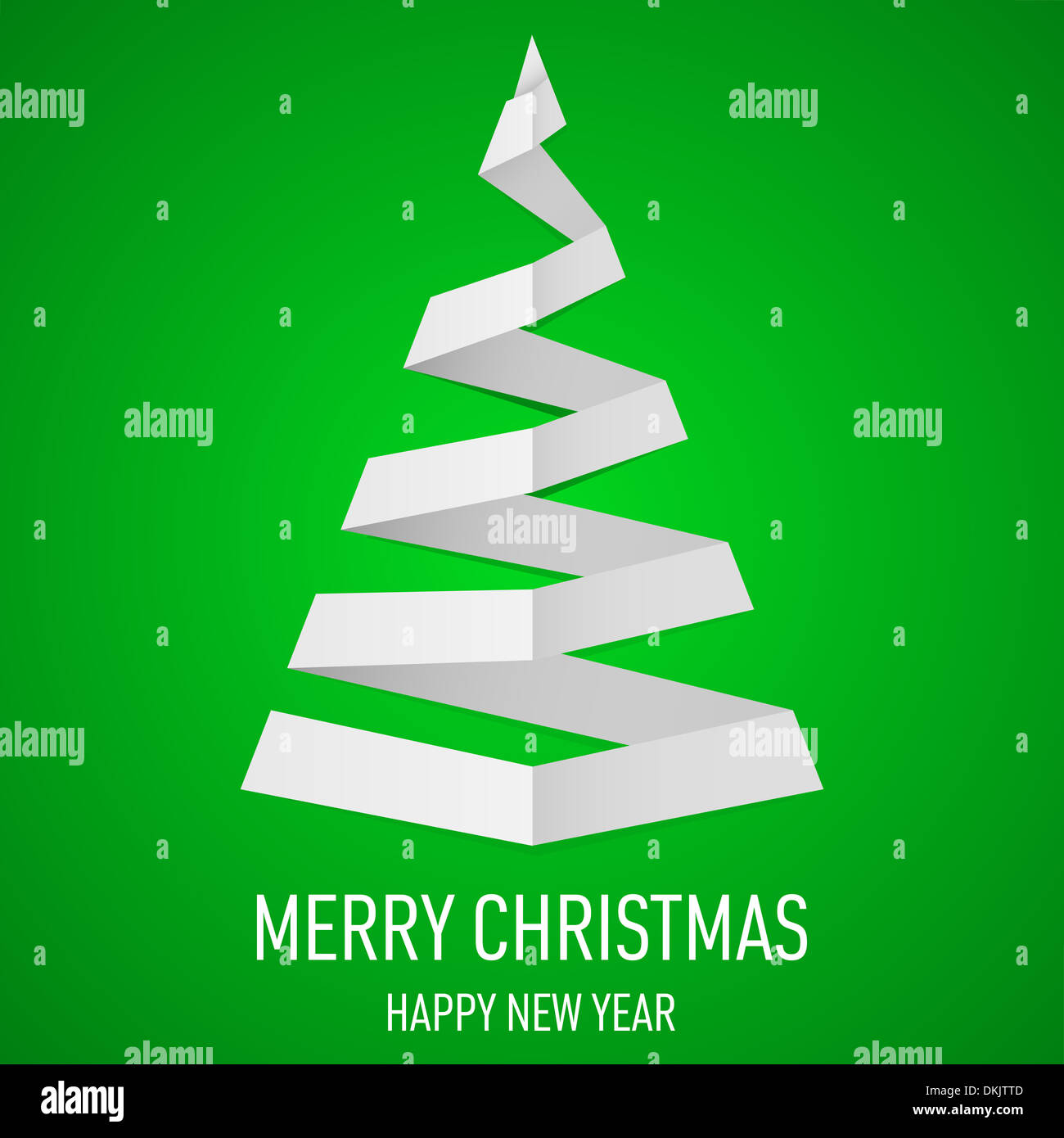 White paper Christmas tree in origami style on green background Stock ...