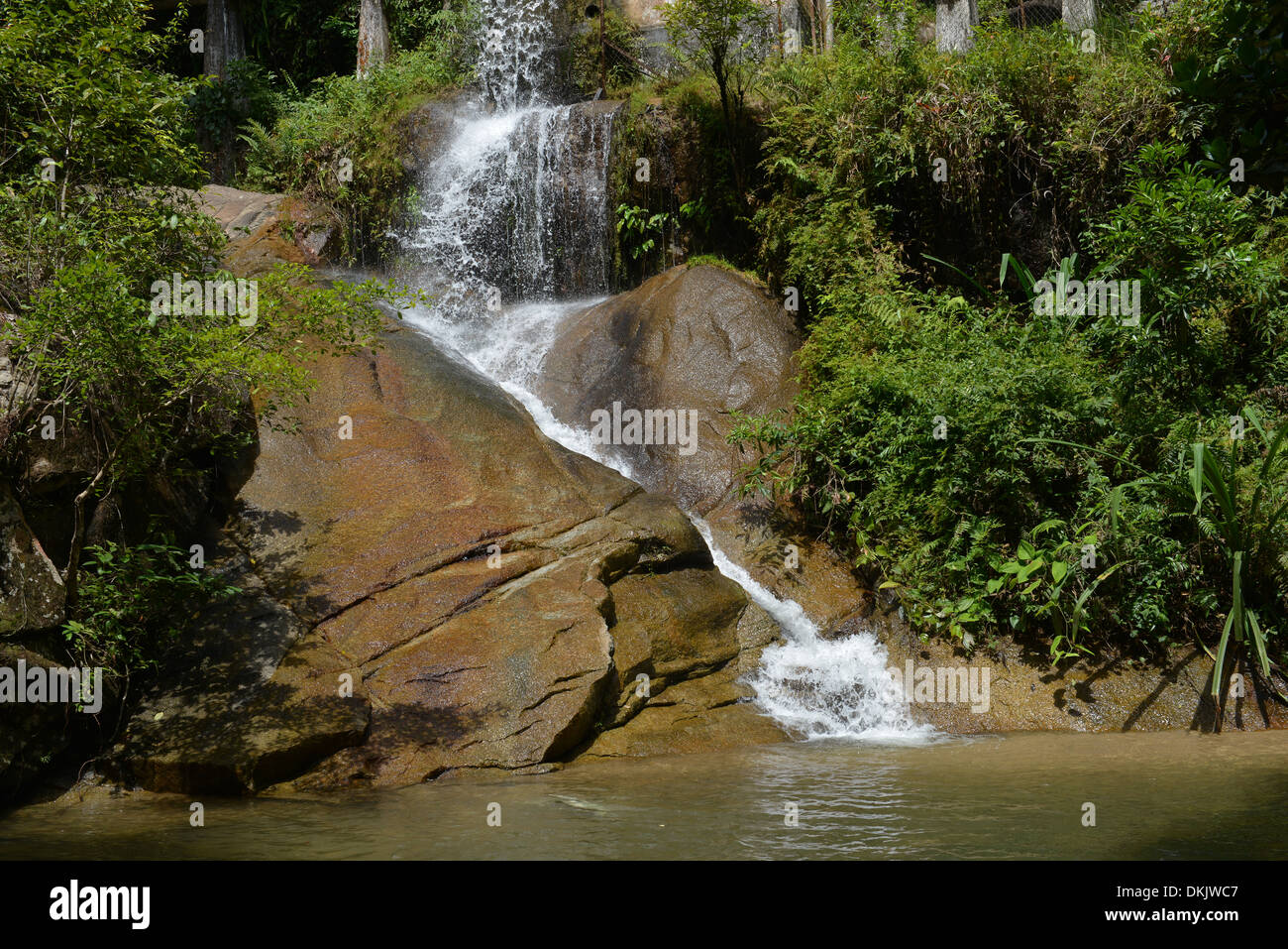 Titi Krawang Wasserfall, Taman Negara Nationalpark, Penang, Malaysia Stock Photo