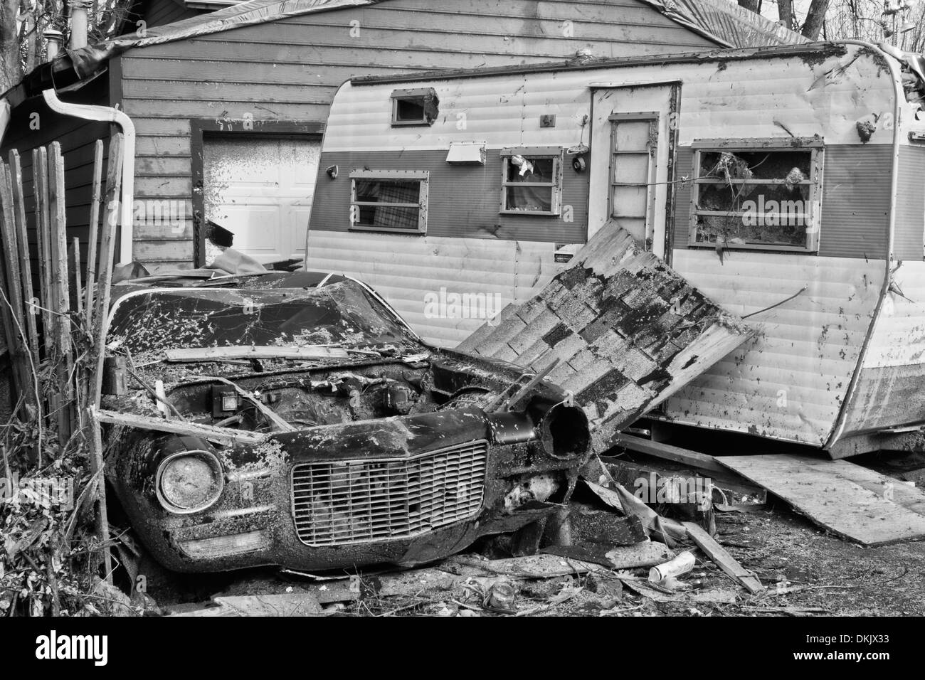 Tornado Storm Damage XV - Catastrophic Wind Damage from a Midwest Tornado Stock Photo