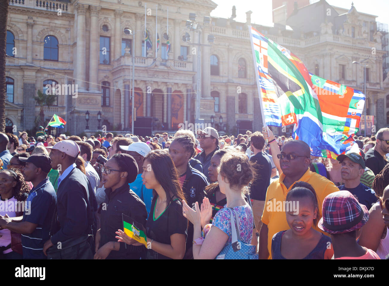 South Africans gathered at the Grand Parade, Cape Town at 5pm this afternoon to bid farewell to the late Nelson Mandela. Stock Photo