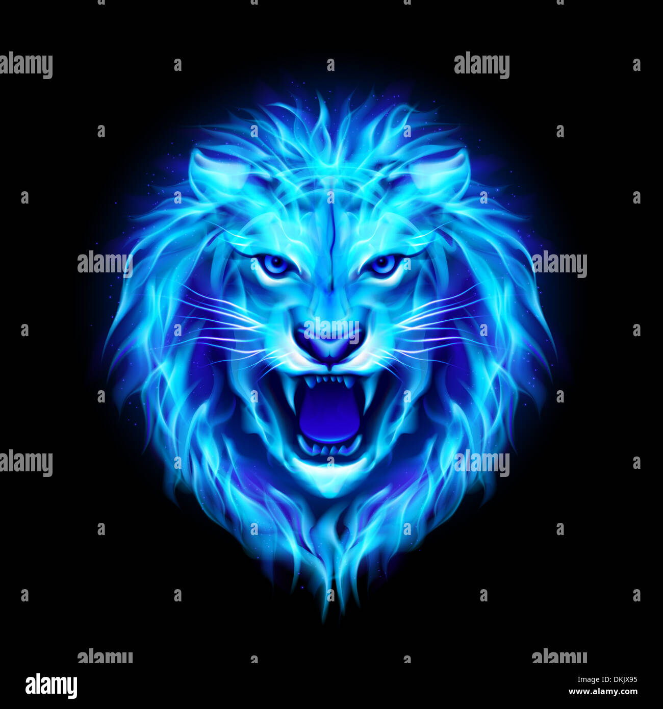 Head of aggressive blue fire lion isolated on black background Stock Photo - Alamy Head of aggressive blue fire lion isolated on black background Stock Photo - Alamy