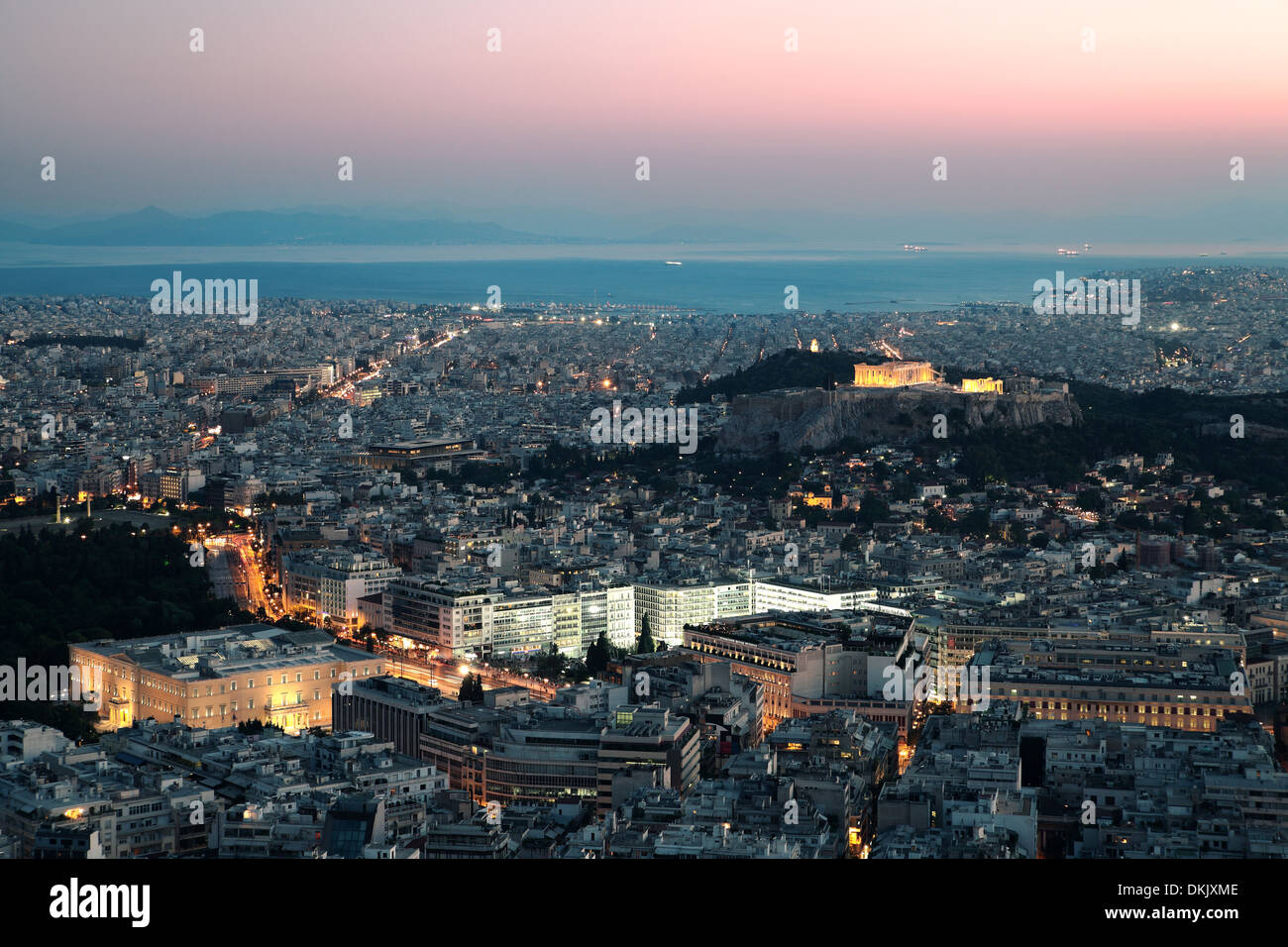 Night view of the Acropolis, Athens, Greece Stock Photo