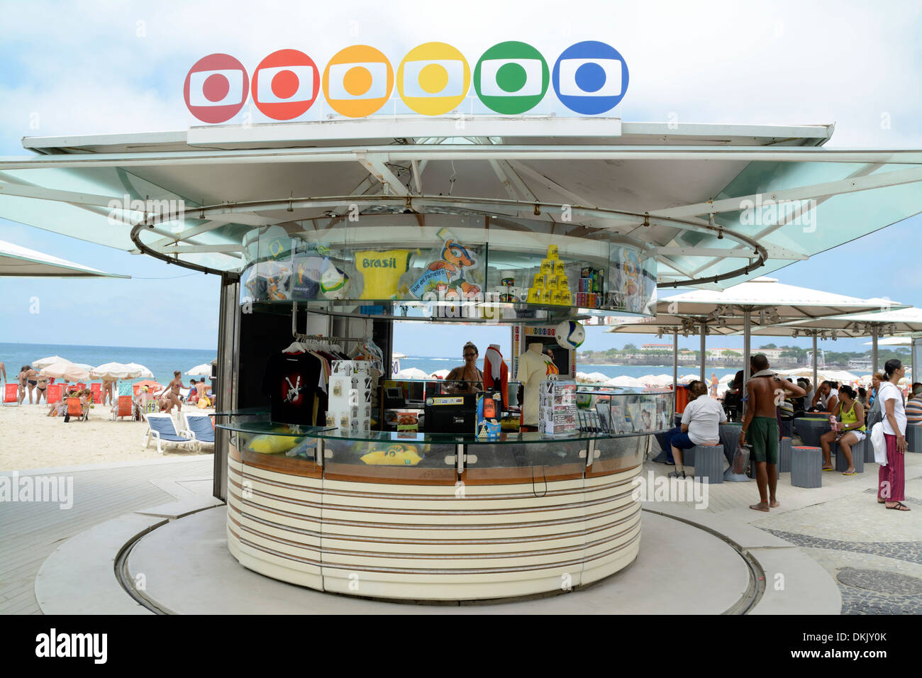 The Brazil World Cup 2014 kiosk on on Copacabana beach in Rio de Janeiro, Brazil Stock Photo