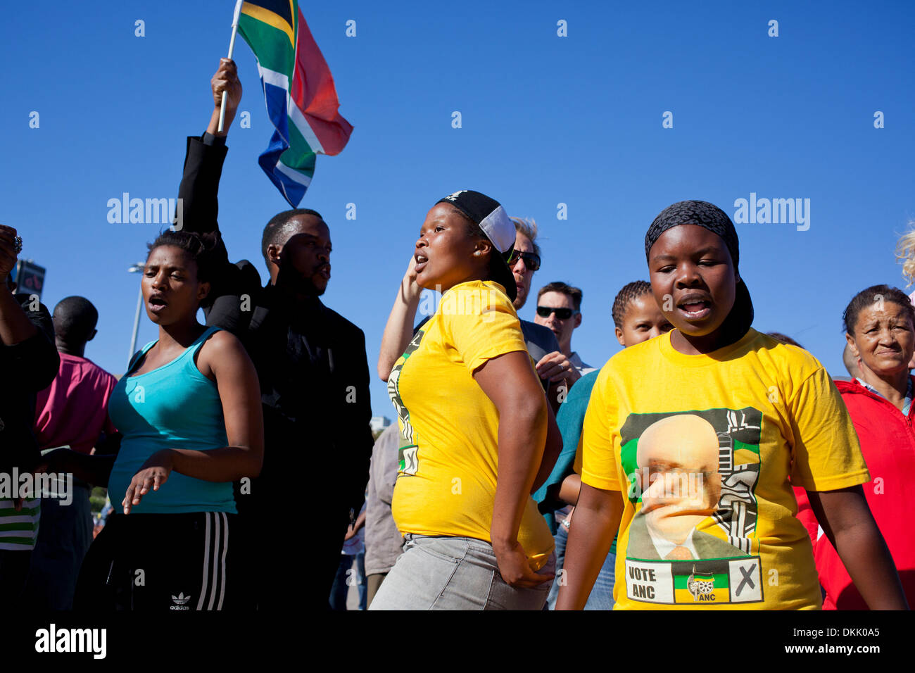 South Africans gathered at the Grand Parade, Cape Town at 5pm this afternoon to bid farewell to the late Nelson Mandela. Stock Photo