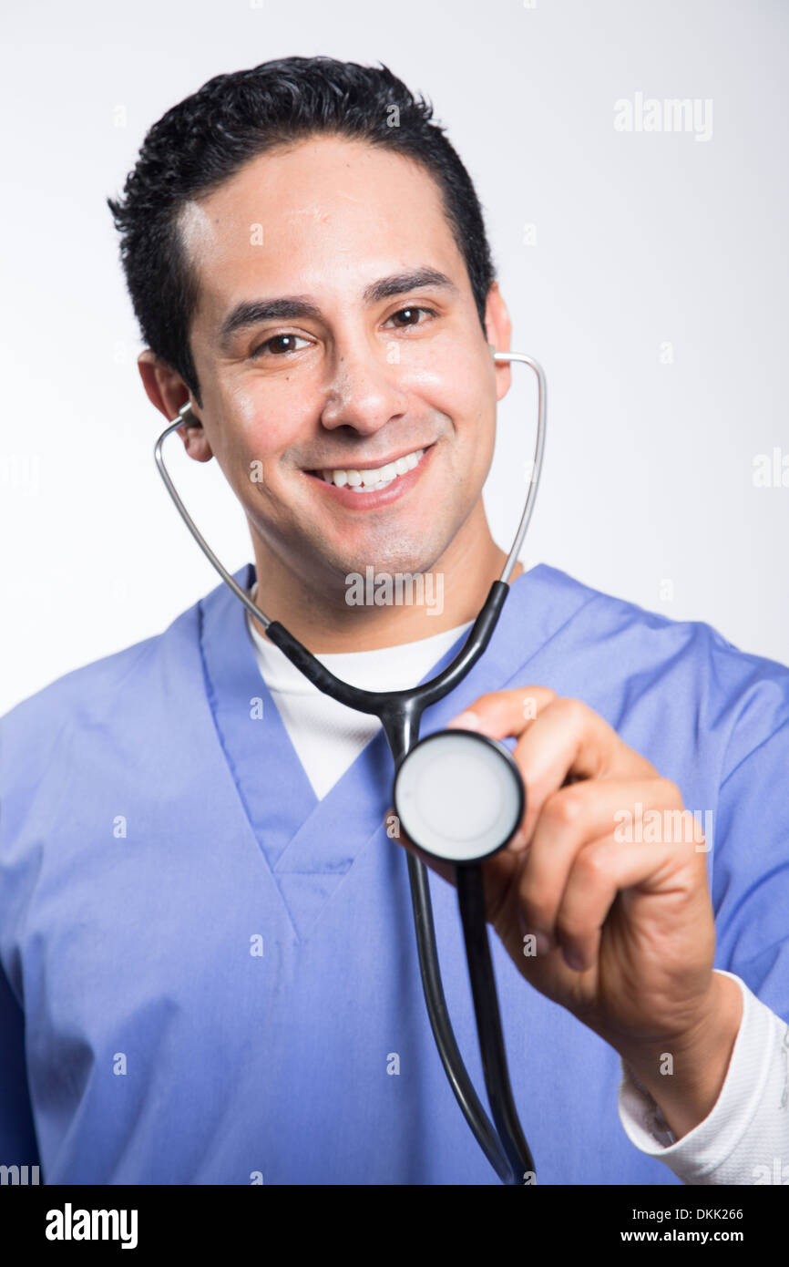Male nurse with stethoscope Stock Photo