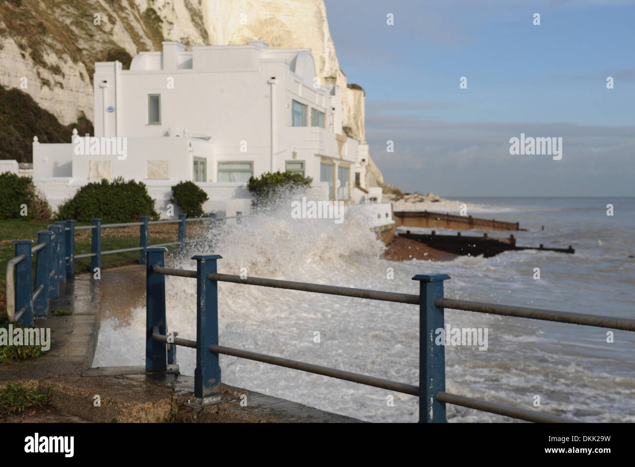 St Margrets bay, Dover, Kent.  Another section of the White Cliffs of Dover has come crashing down.  Tons of rock and grass from the fields above came down during the high winds and tidal surges.  Although the fall was meters away from a house, no one was injured. Credit:  graham mitchell/Alamy Live News Stock Photo