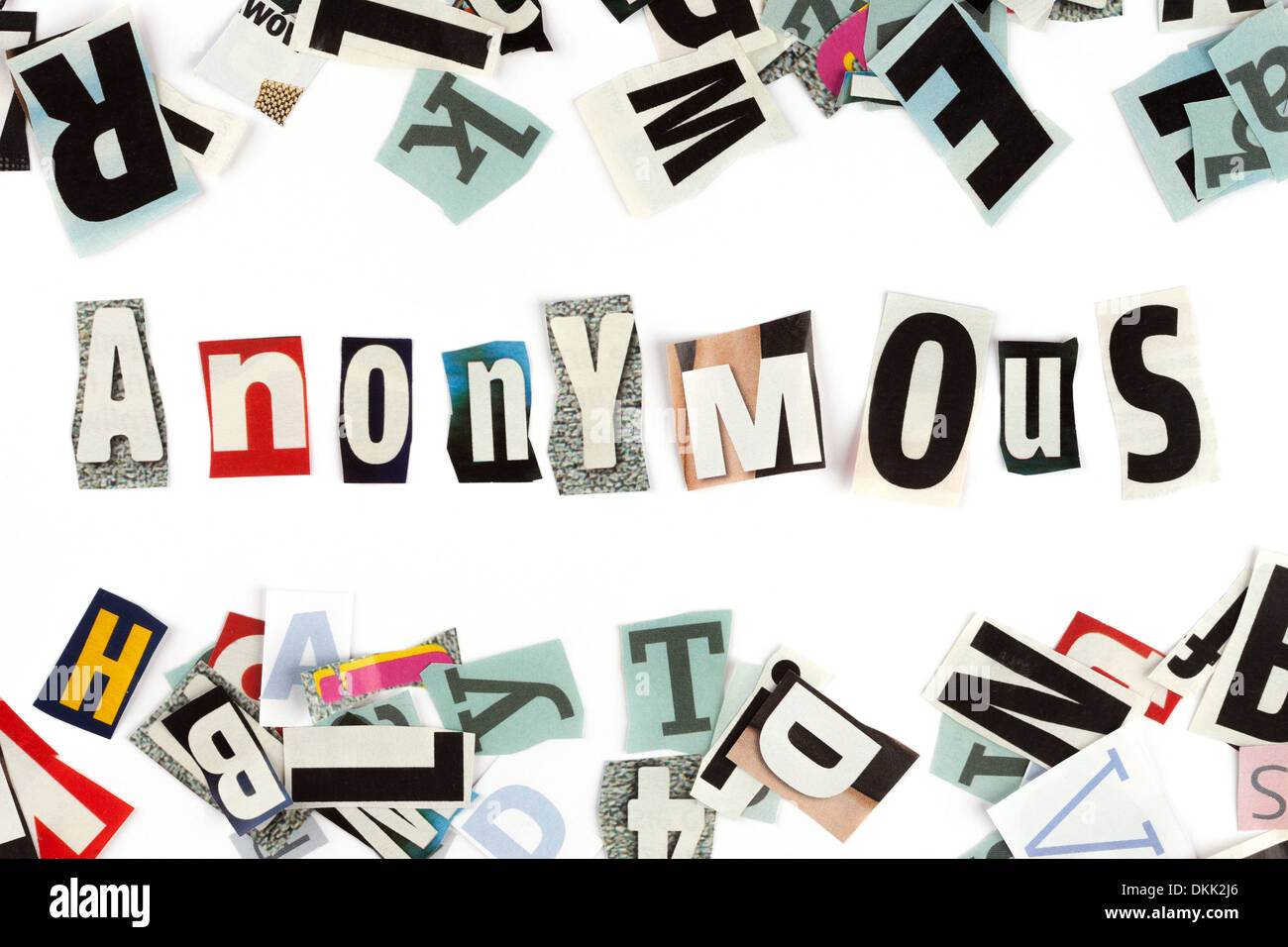 Anonymous inscription made with cut out letters Stock Photo Alamy