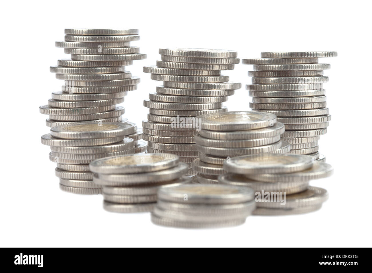 Rolls of coins, isolated Stock Photo Alamy