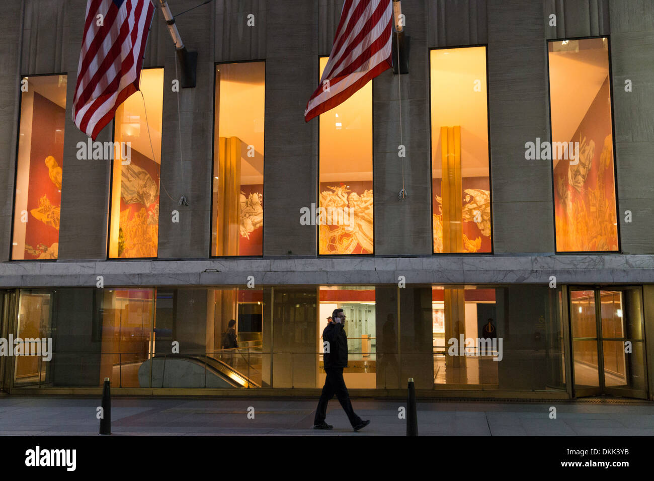 Rockefeller Center at Night, NYC Stock Photo