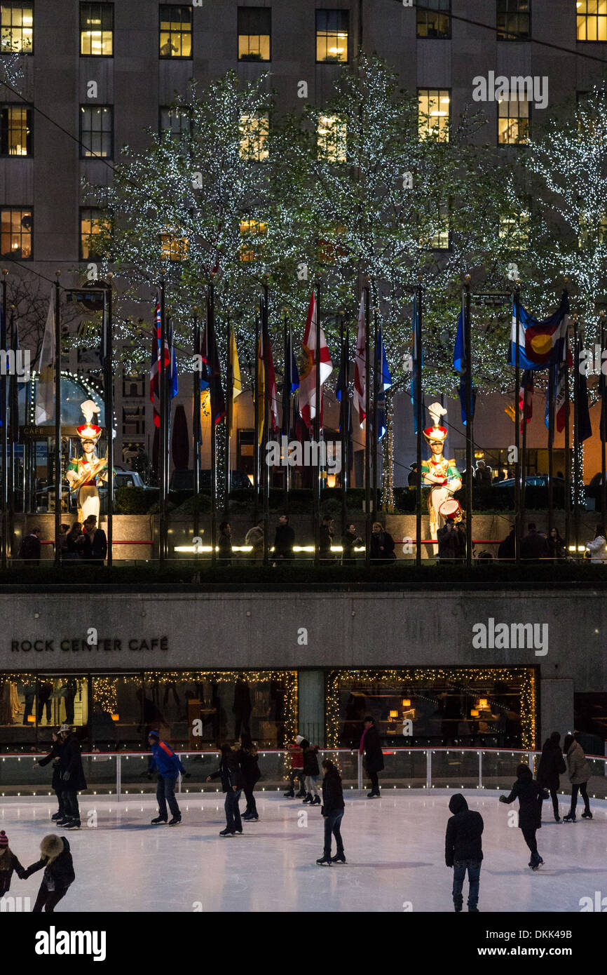 Ice Skating Rink, Holiday Season, Rockefeller Center, NYC Stock Photo