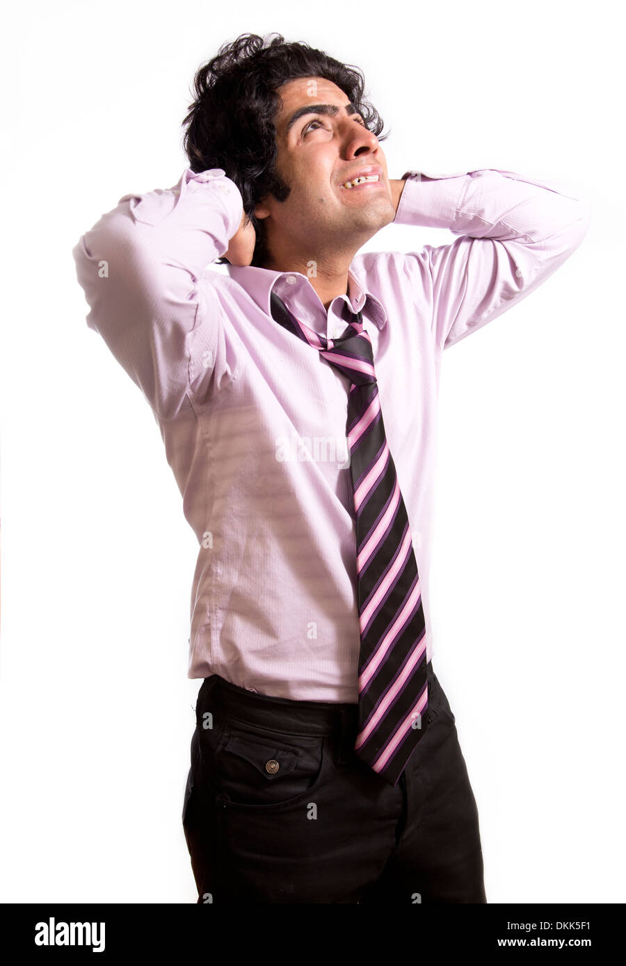 Young stressed out Indian business man Stock Photo
