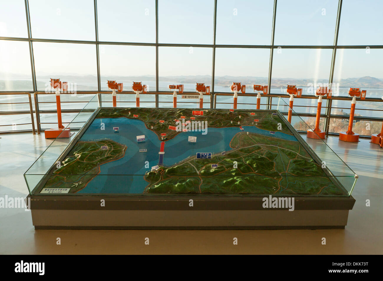 Topographic map showing DMZ at Unification Observatory Odusan, South