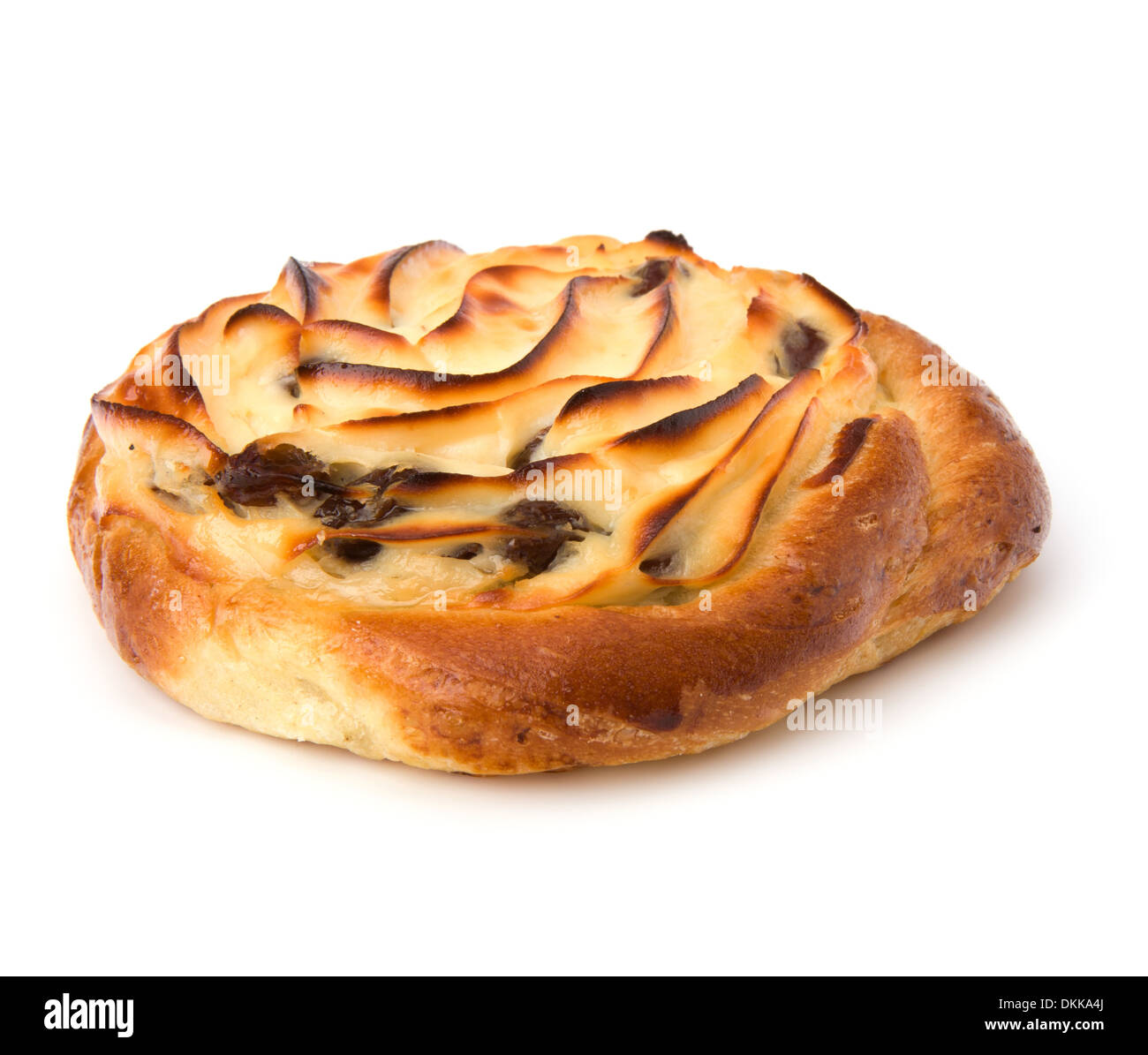 Delicious sweet cream bun isolated on white background Stock Photo