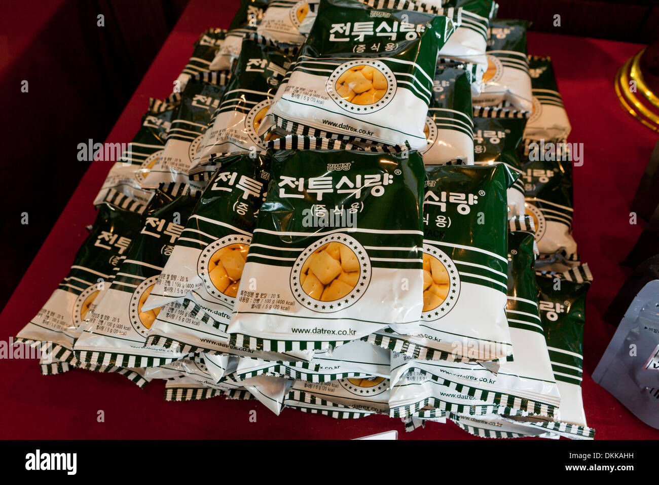 Korean military hardtack (geonbbang) snack bags - South Korea Stock Photo