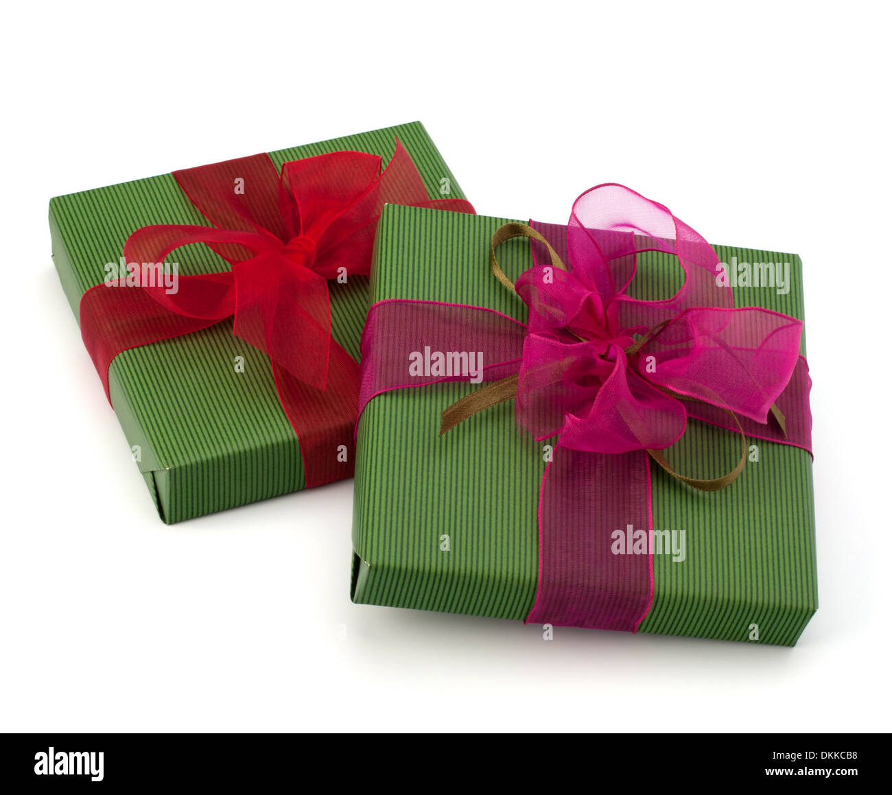 festive gift box stack isolated on white background Stock Photo - Alamy