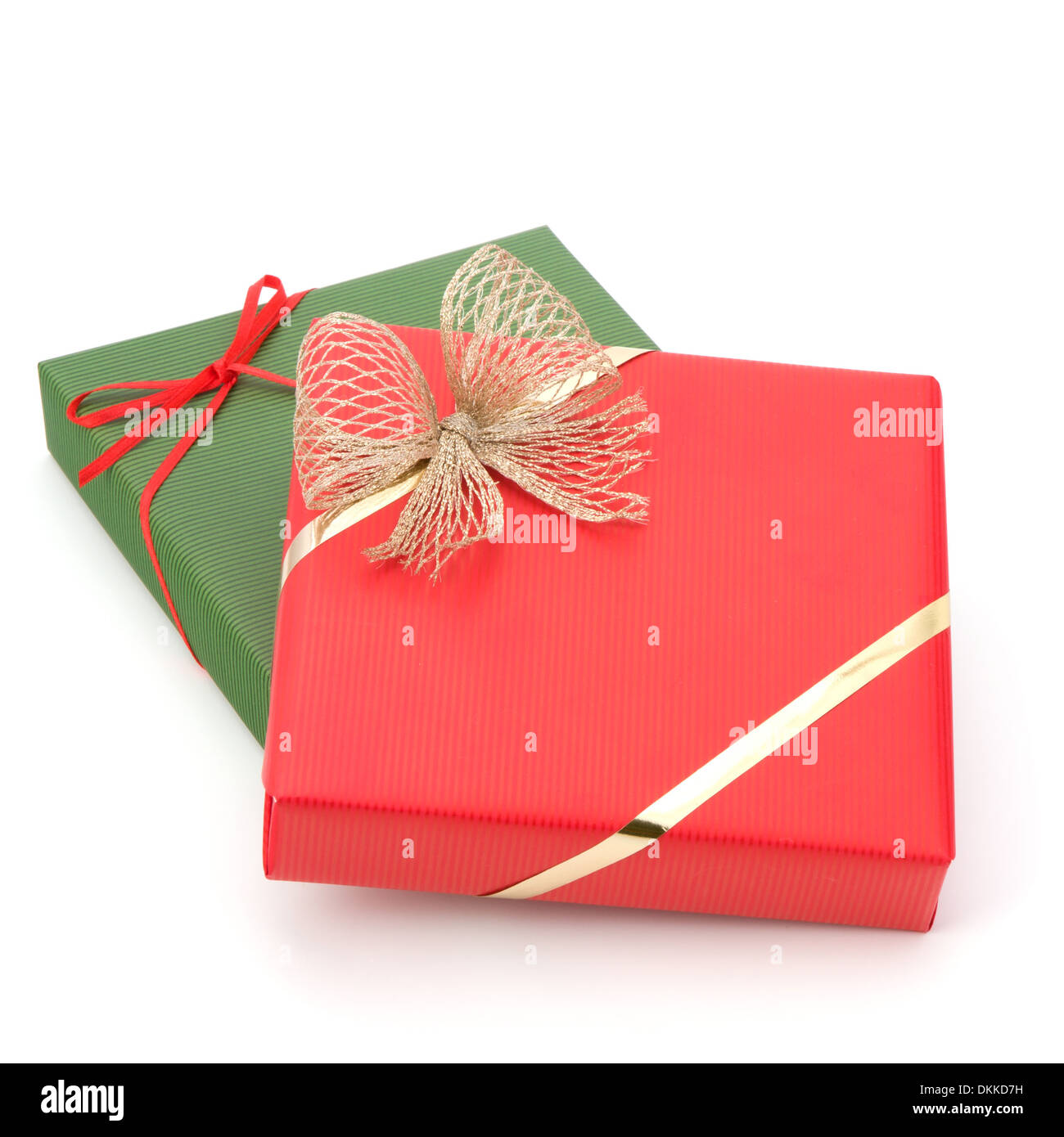 festive gift box stack isolated on white background Stock Photo - Alamy