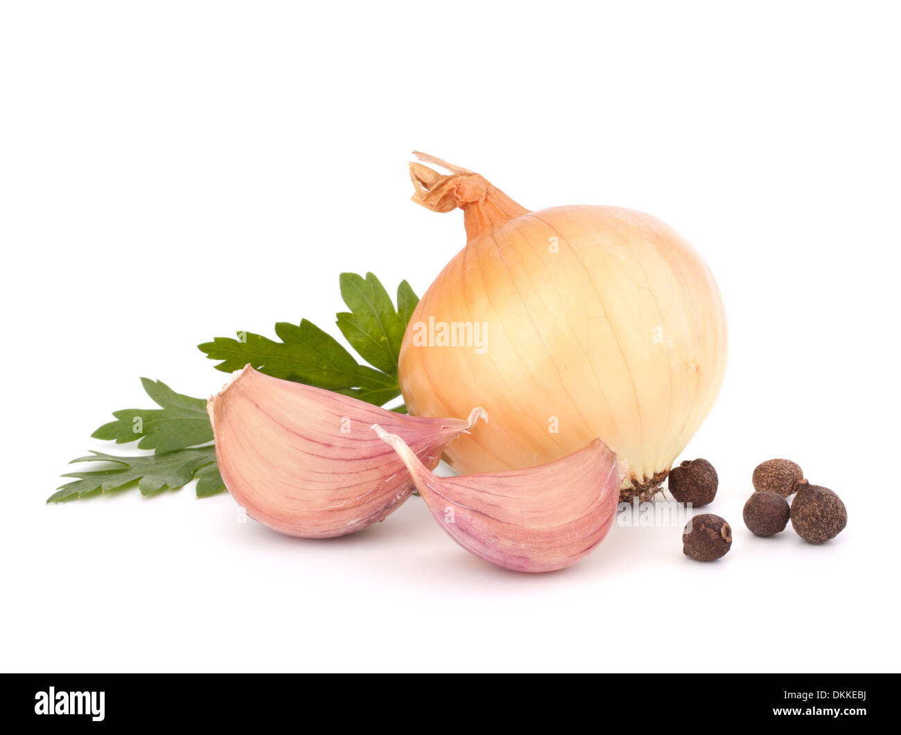 Onion and garlic clove isolated on white background Stock Photo - Alamy