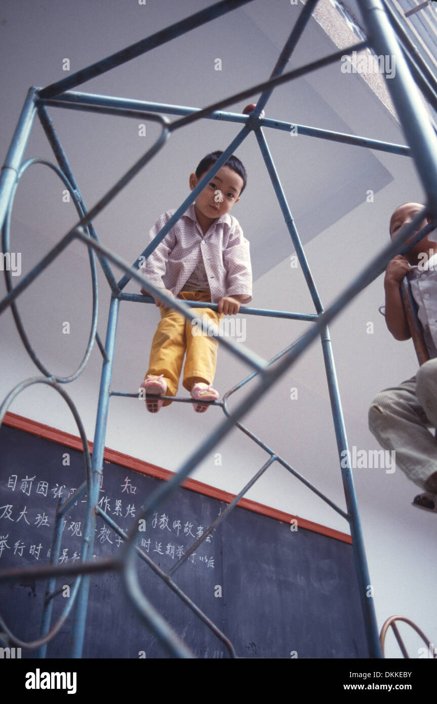 Kids playing after school in a kindergarten in Fenghuang, Hunan Province, China Stock Photo