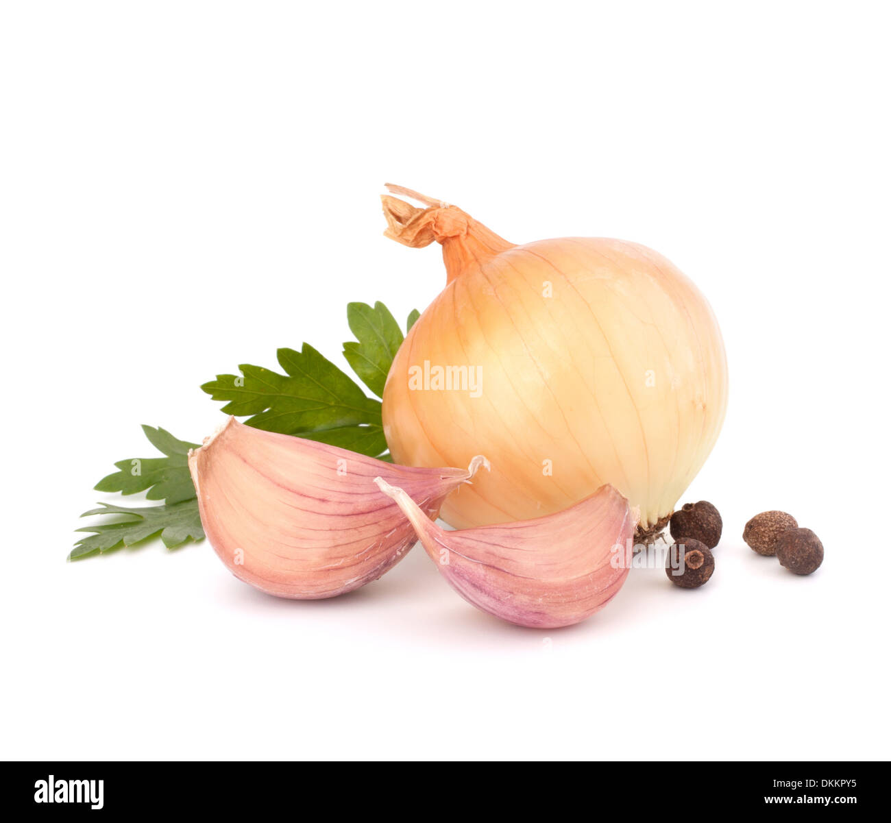 Onion and garlic clove isolated on white background Stock Photo - Alamy