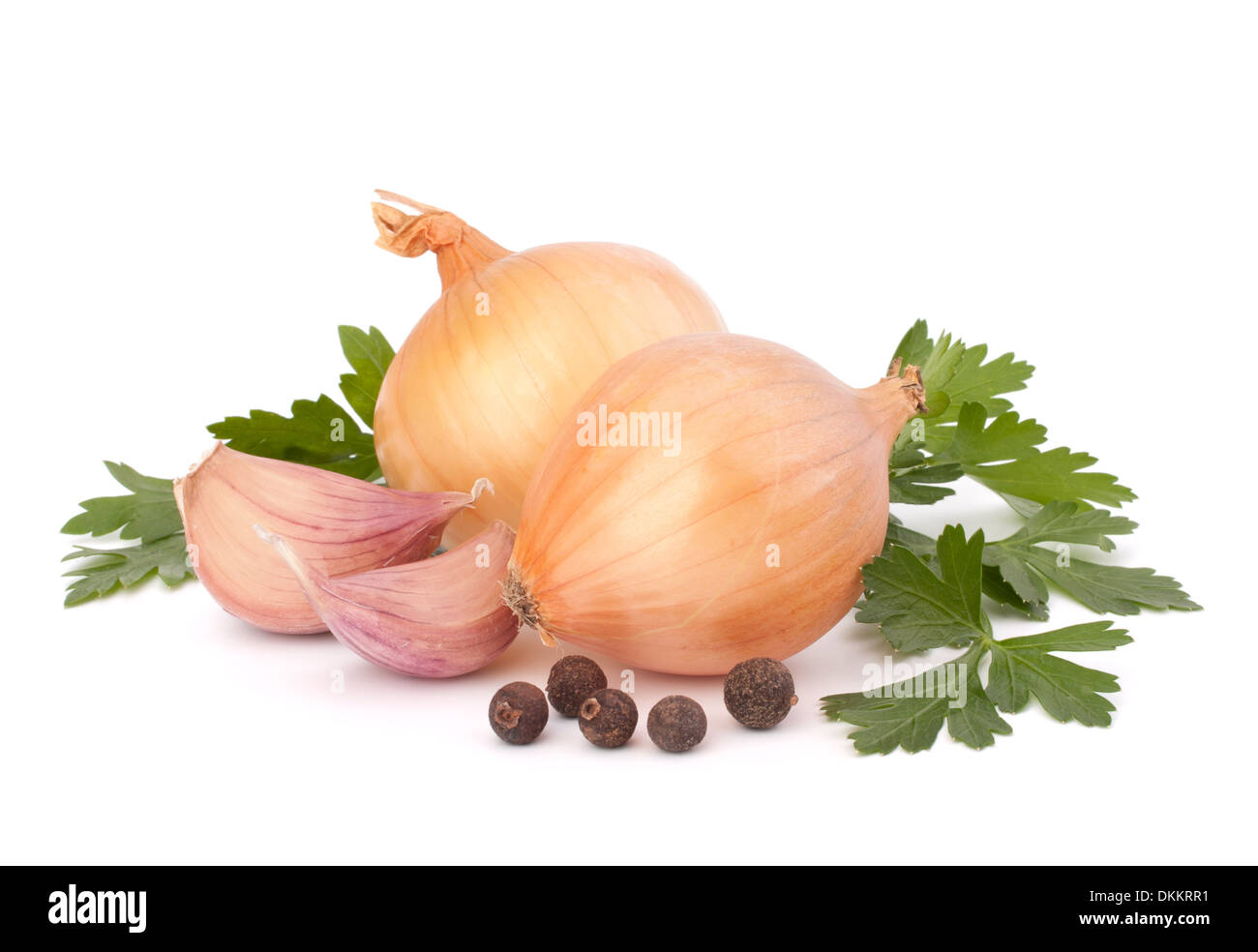 Onion and garlic clove isolated on white background Stock Photo - Alamy