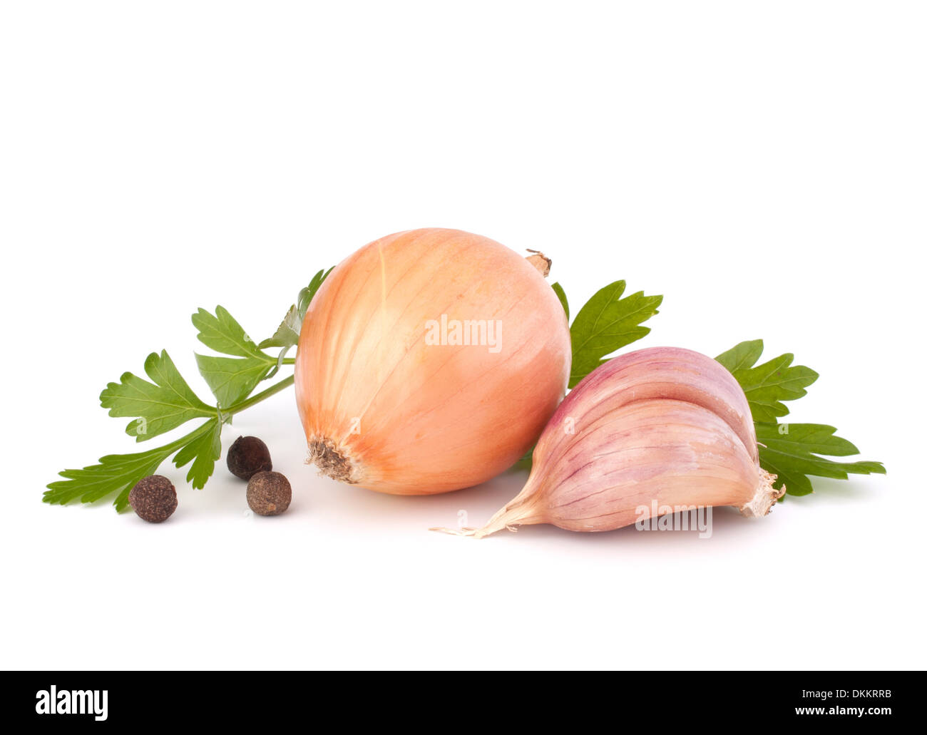 Onion and garlic clove isolated on white background Stock Photo - Alamy