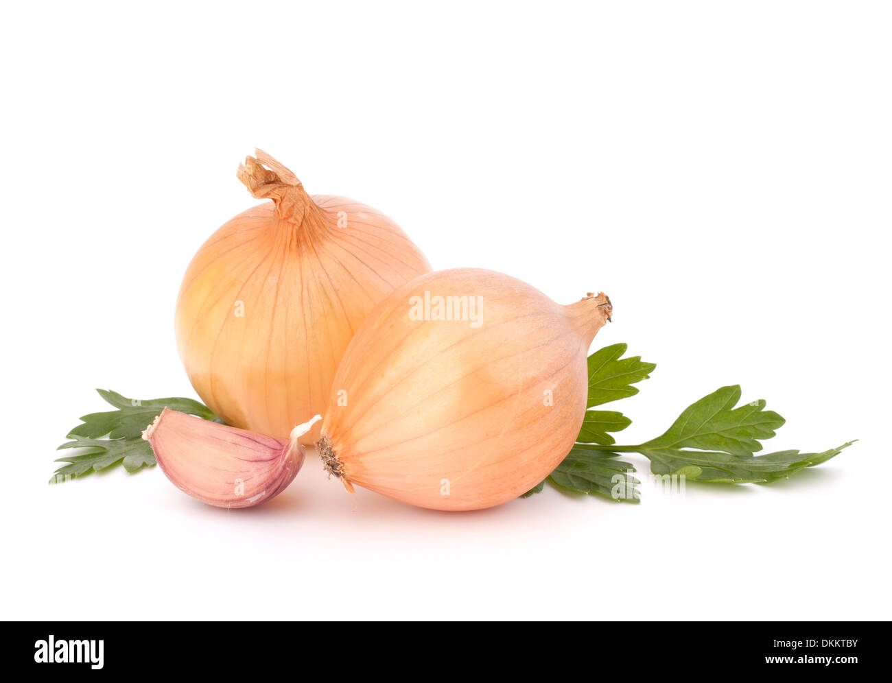 Onion and garlic clove isolated on white background Stock Photo - Alamy